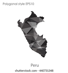 Peru map in geometric polygonal style. Abstract gems triangle,modern design background. Vector illustration EPS10