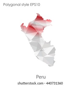 Peru map in geometric polygonal style. Abstract gems triangle,modern design background. Vector illustration EPS10
