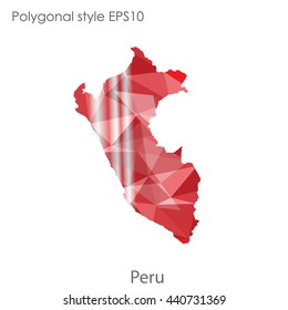 Peru map in geometric polygonal style. Abstract gems triangle,modern design background. Vector illustration EPS10