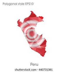 Peru map in geometric polygonal style. Abstract gems triangle,modern design background. Vector illustration EPS10