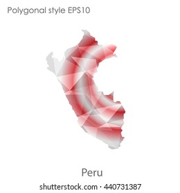 Peru map in geometric polygonal style. Abstract gems triangle,modern design background. Vector illustration EPS10