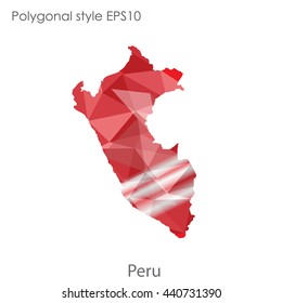 Peru map in geometric polygonal style. Abstract gems triangle,modern design background. Vector illustration EPS10