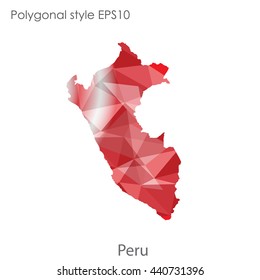 Peru map in geometric polygonal style. Abstract gems triangle,modern design background. Vector illustration EPS10