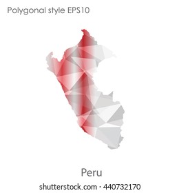 Peru map in geometric polygonal style. Abstract gems triangle,modern design background. Vector illustration EPS10