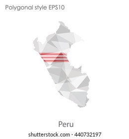 Peru map in geometric polygonal style. Abstract gems triangle,modern design background. Vector illustration EPS10