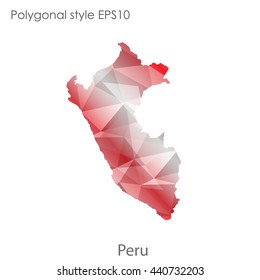 Peru map in geometric polygonal style. Abstract gems triangle,modern design background. Vector illustration EPS10