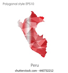 Peru map in geometric polygonal style. Abstract gems triangle,modern design background. Vector illustration EPS10