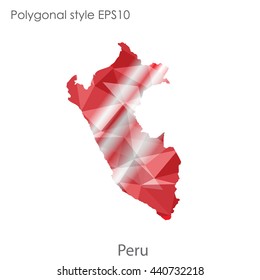 Peru map in geometric polygonal style. Abstract gems triangle,modern design background. Vector illustration EPS10