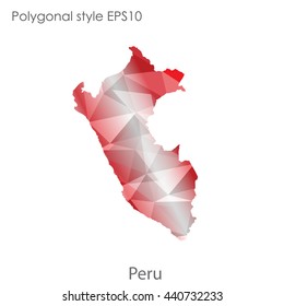 Peru map in geometric polygonal style. Abstract gems triangle,modern design background. Vector illustration EPS10