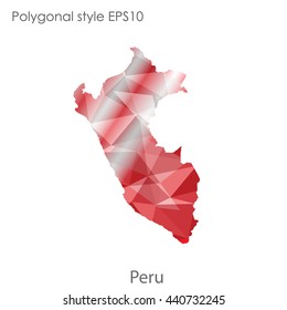 Peru map in geometric polygonal style. Abstract gems triangle,modern design background. Vector illustration EPS10