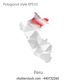 Peru map in geometric polygonal style. Abstract gems triangle,modern design background. Vector illustration EPS10
