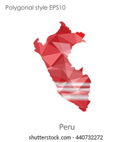 Peru map in geometric polygonal style. Abstract gems triangle,modern design background. Vector illustration EPS10