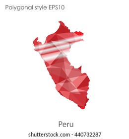 Peru map in geometric polygonal style. Abstract gems triangle,modern design background. Vector illustration EPS10