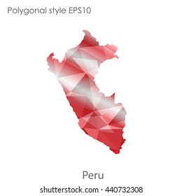 Peru map in geometric polygonal style. Abstract gems triangle,modern design background. Vector illustration EPS10