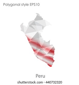 Peru map in geometric polygonal style. Abstract gems triangle,modern design background. Vector illustration EPS10