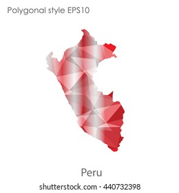 Peru map in geometric polygonal style. Abstract gems triangle,modern design background. Vector illustration EPS10
