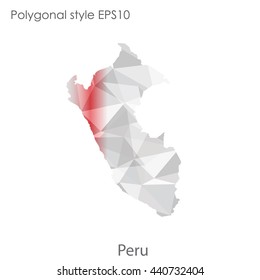 Peru map in geometric polygonal style. Abstract gems triangle,modern design background. Vector illustration EPS10