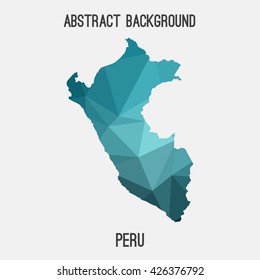 Peru map in geometric polygonal style.Abstract tessellation,modern design background. Vector illustration EPS8