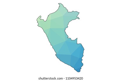 Peru map in geometric polygonal,mosaic style in cold shades.Abstract tessellation,modern design background,low poly. Vector illustration.