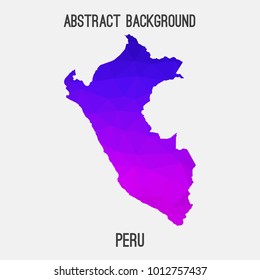 Peru map in geometric polygonal,mosaic style.Abstract tessellation,modern design background,low poly. Vector illustration.