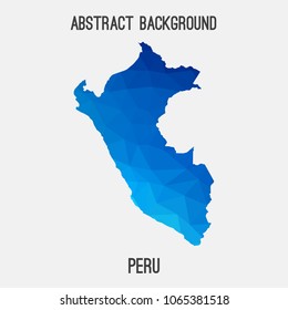Peru map in geometric polygonal,mosaic style.Abstract tessellation,modern design background,low poly. Geometric cover, mockup. Vector illustration.