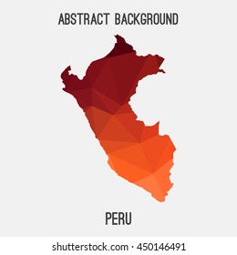 Peru map in geometric polygonal,mosaic style.Abstract tessellation,modern design background,low poly. Vector illustration.