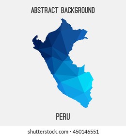 Peru map in geometric polygonal,mosaic style.Abstract tessellation,modern design background,low poly. Vector illustration.