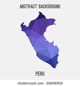Peru map in geometric polygonal,mosaic style.Abstract tessellation,modern design background,low poly. Vector illustration.
