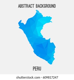 Peru map in geometric polygonal,mosaic style.Abstract tessellation,modern design background,low poly. Vector illustration.