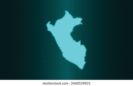 Peru Map with Green Circuit Technology Style.