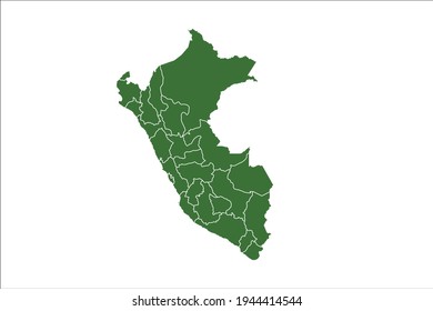 Peru Map Green Color on White Backgound