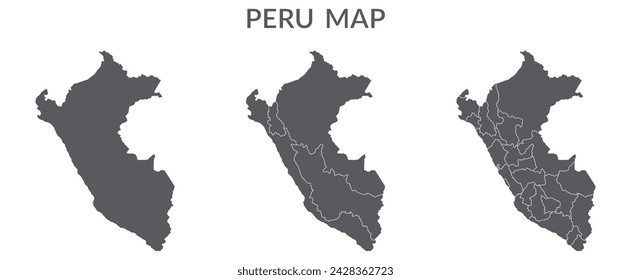 Peru map. Map of Peru in grey set