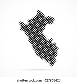 Peru map in halftone. Dotted illustration isolated on a white background.
Vector illustration.