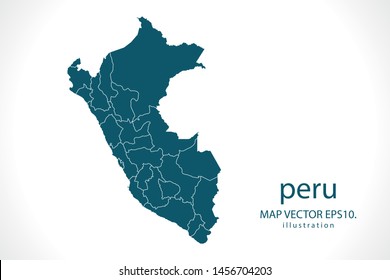 Peru-Karte Hoch detailliert auf weißem Hintergrund. Abstraktes Design, Vektorgrafik eps10