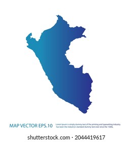 Peru map , infographic style , blue gradient color , on white background with Map World. Wire frame 3D mesh ,