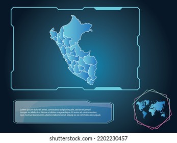 Peru Map infographic technology blue Color element collection background