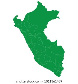 Peru map isolated on transparent background. high detailed Green map of Peru. Vector illustration eps 10. Blank Green similar Peru map isolated on white background.