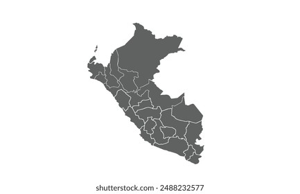 Peru Map isolated on white background. for website layouts, background, education, precise, customizable, Travel worldwide, map silhouette backdrop, earth geography, political, reports.
