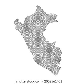 Peru map with mandala Design. Vector Illustration