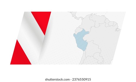 Peru map in modern style with flag of Peru on left side. Vector illustration of a map.