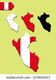 Peru map with national flag 
