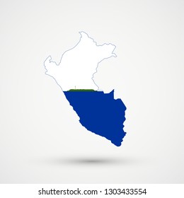 Peru map in Navassa Island flag colors, editable vector.