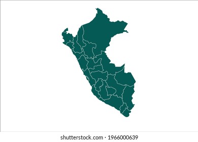 Peru map Olive green Color on White Backgound