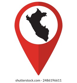 Peru map. Map of Peru on map pin icon red color isolated