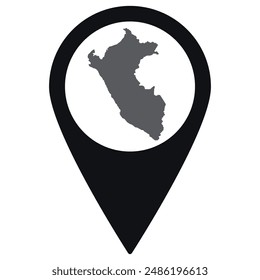 Peru map. Map of Peru on map pin icon black color isolated