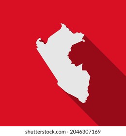 Peru map on red background with long shadow