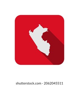 Peru map on red square with long shadow