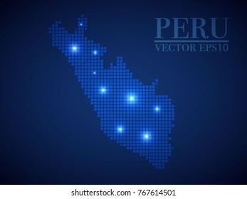Peru map page symbol for your web site design Peru map logo, app, UI. Wire frame 3D mesh polygonal network line, design sphere, dot and structure.
