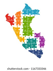 Peru map in Pieces of Puzzle. Vector Illustration