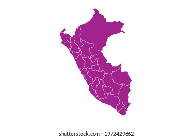 Peru Map pink Color on White Backgound